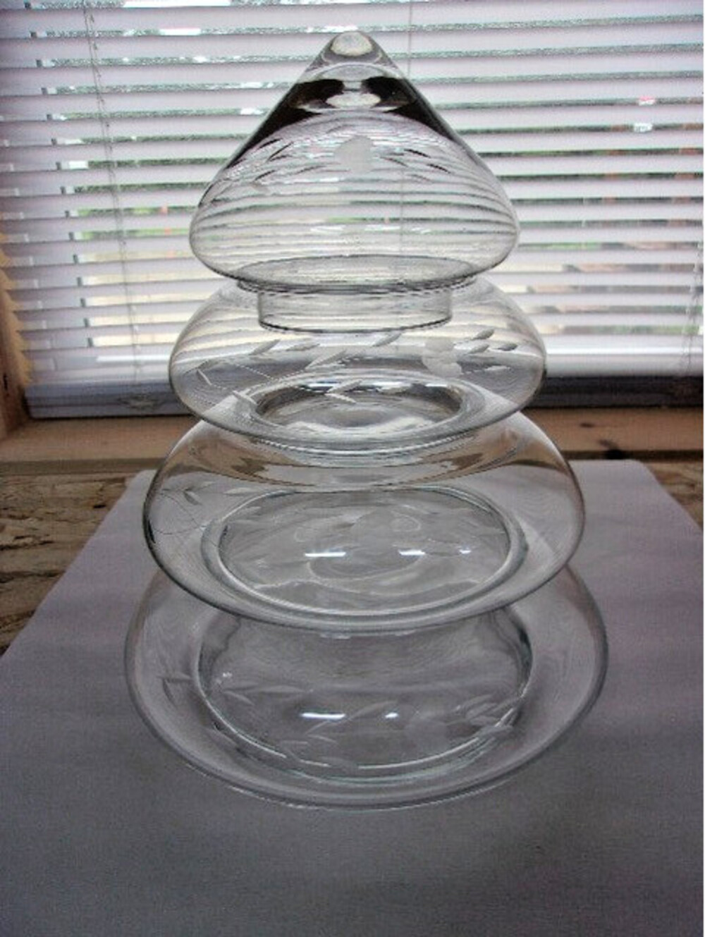 Vtg Princess House Crystal 4 Pc Glass Christmas Tree Storage Jar 060 Heritage